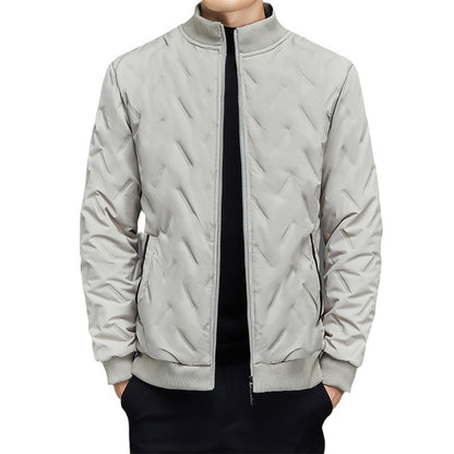 Men's Fleece-lined Warm Stand Collar Cotton-padded Coat